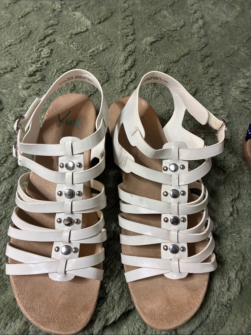 Yuu White Strappy Studded Gladiator Sandals